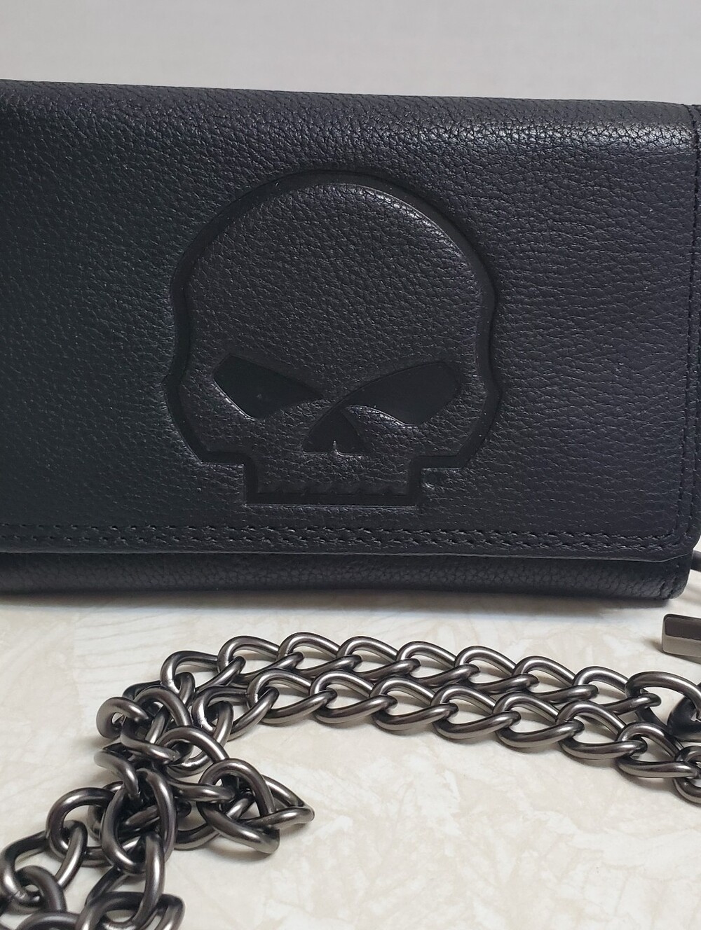 NWOT Harley-Davidson Black Leather Bifold Wallet with Embossed Logo